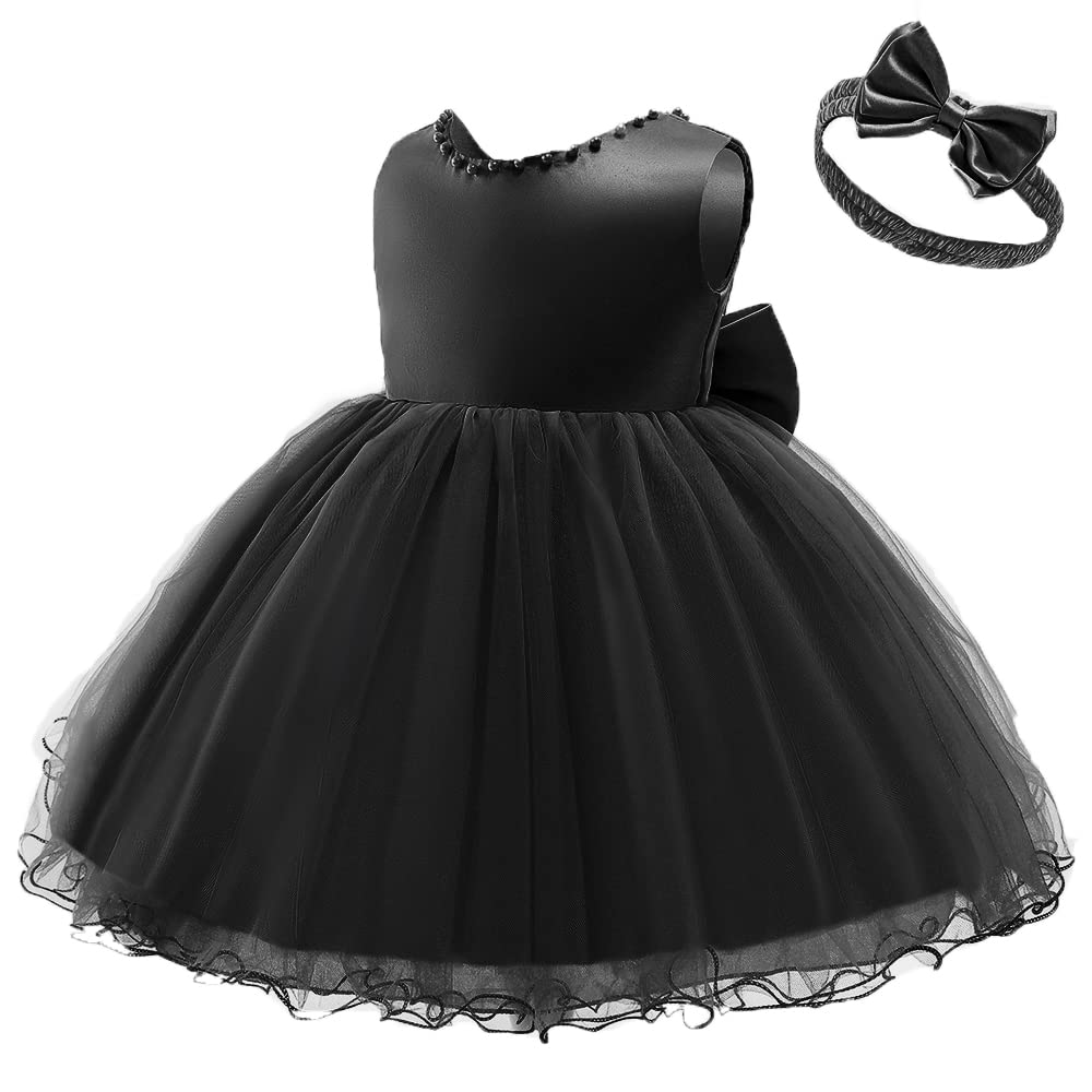 TUIJI 6M-6T Baby Mädchen Rüschen Spitze Rückenfrei Festzug Hochzeit Party Blumenkleider mit Kopfbedeckung