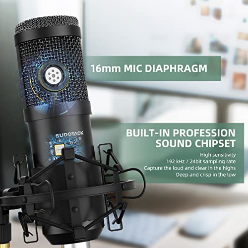 Sudattack USB-microfoon, professionele podcast-microfoon, 192KHZ / 24bits studio cardioïde condensatormicrofoons kit met… - Image 3