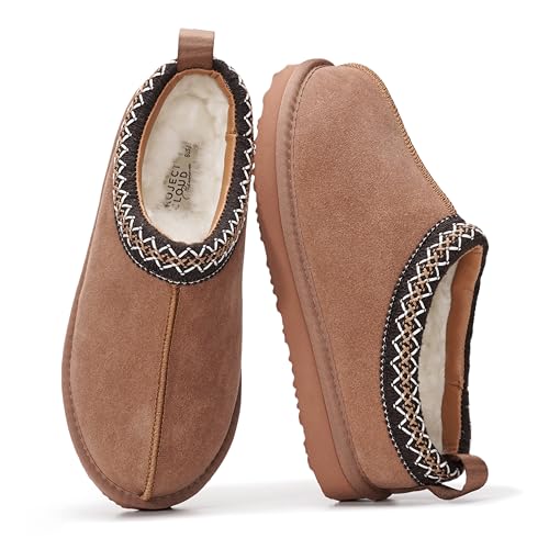 Image of Project Cloud 100% Genuine Leather Shearling Slippers for Women (Nerita) | Australian Fur Lining Memory Foam Insole Non Slip EVA Sole Fuzzy Plush House Shoes Warm Cozy Indoor Footwear Everyday Comfort