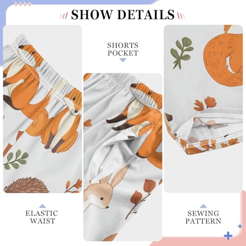 Hedgehog Fox Boys Long Pants Soft Trousers Elastic Waist Kids Lounge Bottoms with Pockets S-XL4