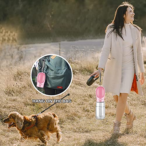 Emwel Hunde-Wasserflasche – 550 ml Wasserfutterstation auslaufsicher, tragbarer Welpen-Wasserspender mit Trinkfutterspender für Haustiere, Spaziergänge, Wandern,