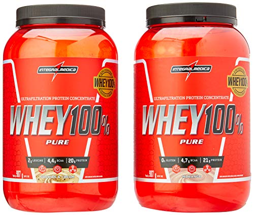 kit 2x Whey 100% Pure 907g Cookies E Morango Integralmedica
