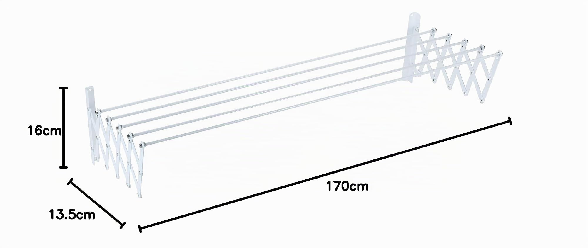 Sauvic 89813 - Tendedero E x tensible plastificado 170 cm, Color Blanco, 170 x 78 x 26,5 cm