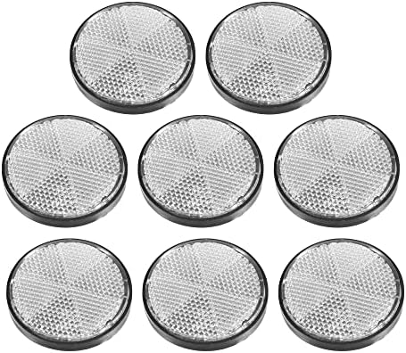 X AUTOHAUX 8 Pcs Round Stick-on Safety Spoke Reflective Self Adhesive Reflector for Gate Posts Cars Trailer Motorcycle Trucks Boat Bicycle Bike White