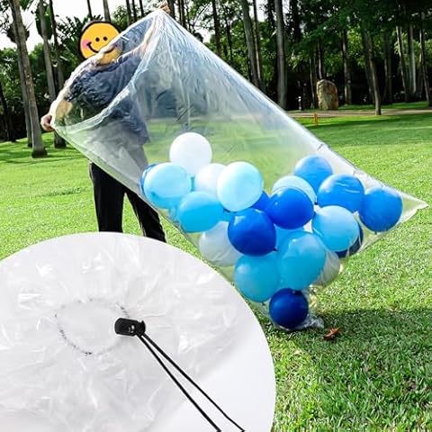 Large Balloon Bags for Transport 4 Pack, Big Drawstring Plastic Balloon Storage Bags, Clear Balloon Drop Bag Giant Carrying Bags 71 x 47 Inches for Birthday Wedding Party Supplies Cover