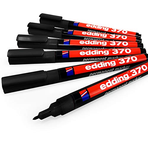 Edding Marker permanentny 370 – końcówka nabojowa 1 mm, czarny, 6 sztuk