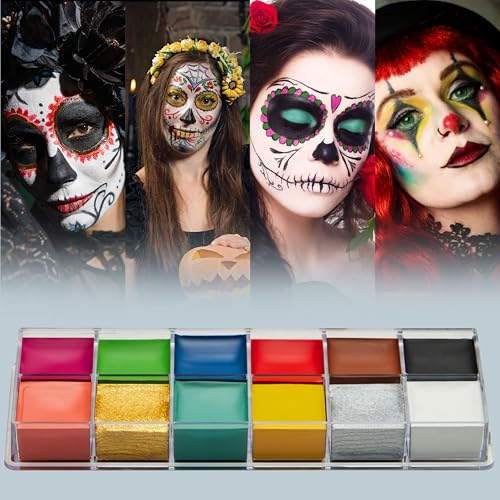 Spooktacular Creations 8 PCS Halloween Makeup Kit SFX Face Body Paint Set with Wound Scar Wax,12 Colors Face Paint Palette,Fake Blood,Spatula,Brushes for Halloween Costume,Zombie Makeup Dress Up - Image 3