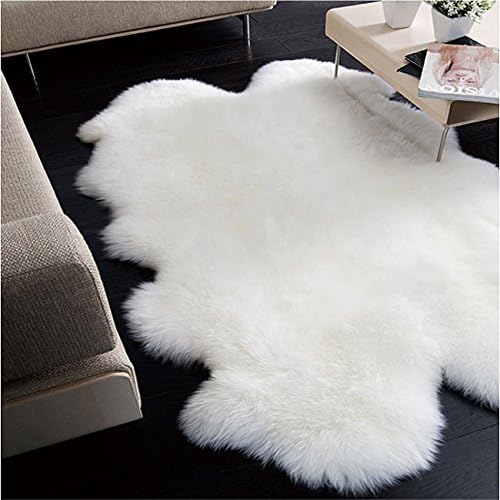Genuine Sheepskin Rug Four Pelt Ivory White 4x6