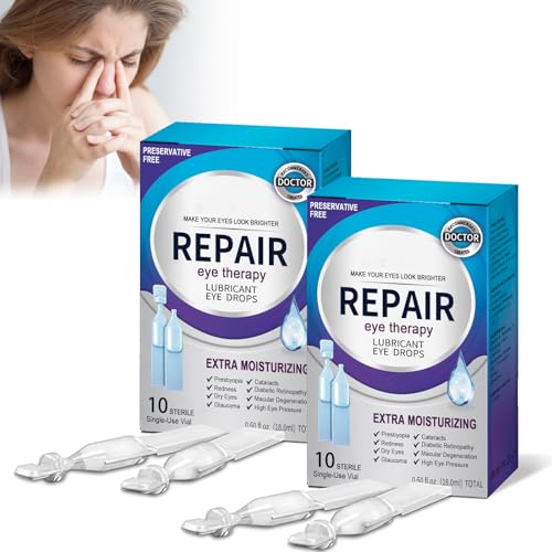 Lubricant Eye Drops Augentropfen, feuchtigkeitsspendende Lösung für langanhaltende Erleichterung, lindert Augenermüdung, Trockenheit und verschwommenes Sehen, 20 Stück