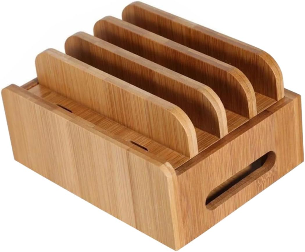 SHOWERORO Wooden Multi Device Charging Station for Phone and Tablet
