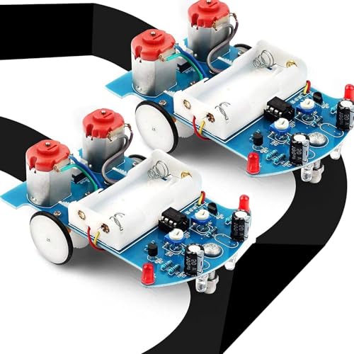 GERUI Dos juegos de educación escolar práctica soldadura aprendizaje electrónica kit, Smart Car Soldadura Proyecto Kits, línea después de robot DIY electrónica educación escuela competencia soldadura
