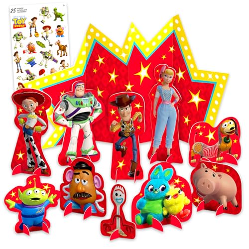 Toy Story Kit de décoration de table – Ensemble avec centre de table pour fête d'anniversaire avec Woody, Buzz l'éclair, Jessie, plus d'autocollants |...