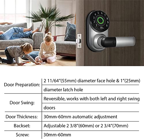 Fingerprint Keyless Entry Door Lock, Ngteco Smart Wifi Lock With Reversible Handle, Bluetooth Electronic Deadbolt, Biometric Door Lock, Keypad Door Lock, Passcode Door Lock, Digital Door Lock Silver #TOP6