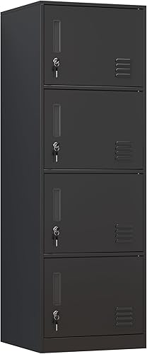 Vista 32 de Taquillas de metal para empleados, armario de almacenamiento de oficina con 4 puertas, armario alto para empleados, escuela, oficina, hogar