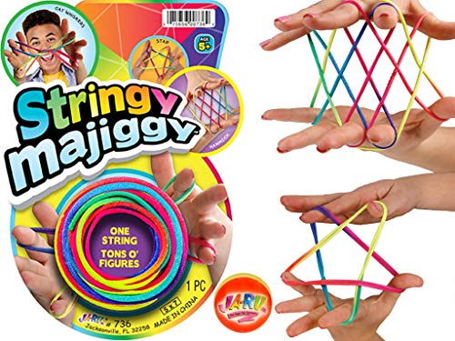 JA-RU Cats Cradle String Game. Family Hand Games for Kids & Adults. Chinese Finger Rope Toy with 1 Bouncy Ball