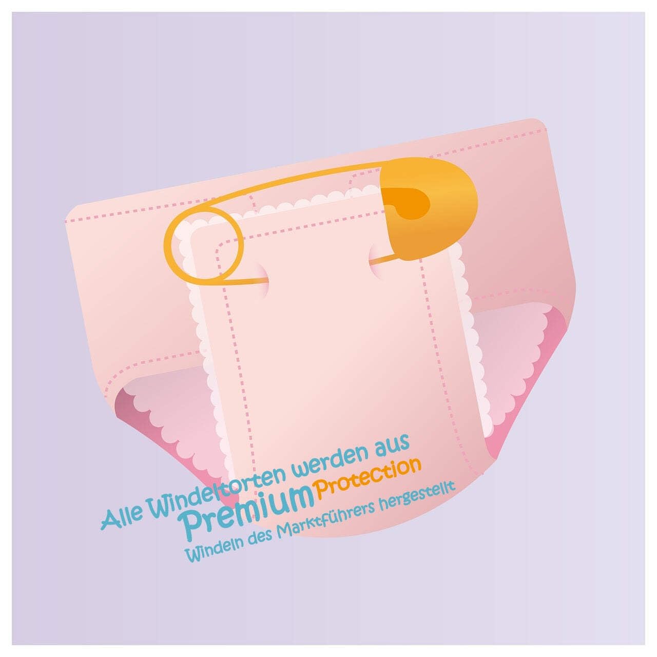 Premium Windeltorte Storch mit Bündel | inkl. Babybooties und Mullwindel | 3-stöckig (rosa)