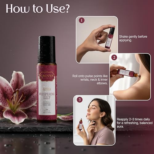 Image of Aura Whispering Lily Roll-On | Long-Lasting Natural Attar Perfume Oil | Alcohol-Free, Skin-Friendly & Chemical-Free Floral Fragrance for Men & Women, 8ml