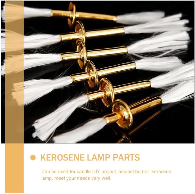Miniatura 9 de DECHOUS 2 mechas de fibra de vidrio para lámparas de aceite, mechas de lámparas de aceite con soporte de tubo de metal, mechas de lámpara de aceite