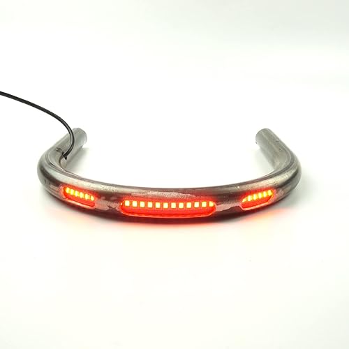 TADAFA Aro retro para asiento trasero de motocicleta Cafe Racer con tira LED, luz trasera de freno individual (bucle plano de 9.055in)