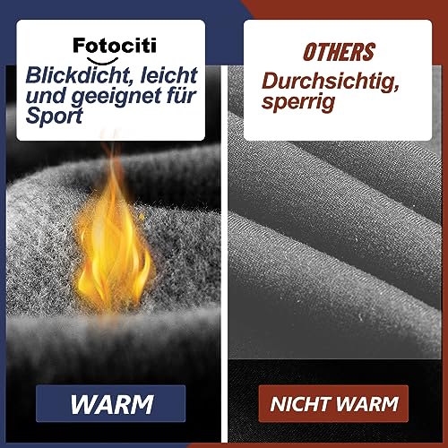 FOTOCITI Thermo Leggings Damen Winter Mit Tasche Thermoleggins Gefütterte Fleece Warme Thermounterwäsche High Waist Lange Sportleggins Yogahose Hose