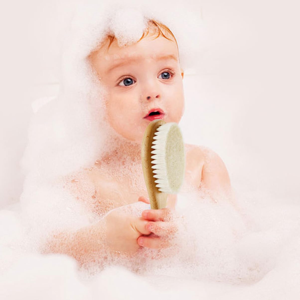 ibasenice 5juegos Cepillo De Cabello Para Bebés De Madera y Cepillo De Lana Natural Cuidado Para Recién Nacidos y Ligero Para Masaje Del Cabelludo