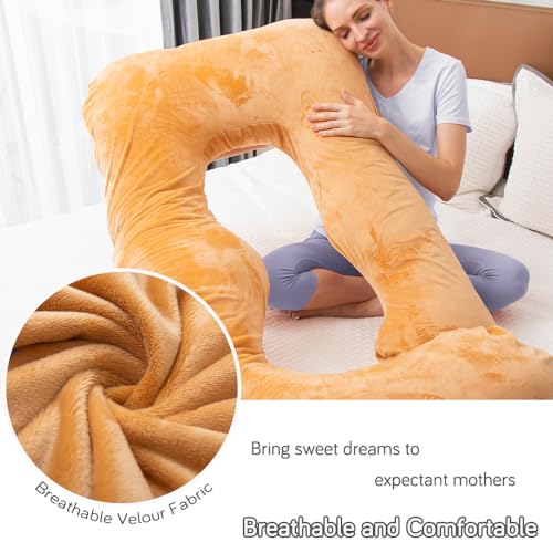 Image of 60 Inch Pregnancy Pillow for Sleeping (Brown)