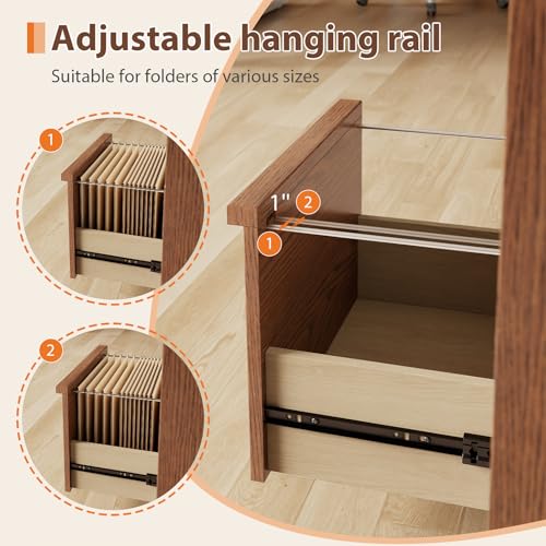 Image of AnywaysWood 3-Drawer Mobile File Cabinet, Wooden File cabinets Solid Wood Filing Cabinet with wheelsfor Home Office， Stand with Open Shelves. The Cabinet Features Adjustable Steel rods