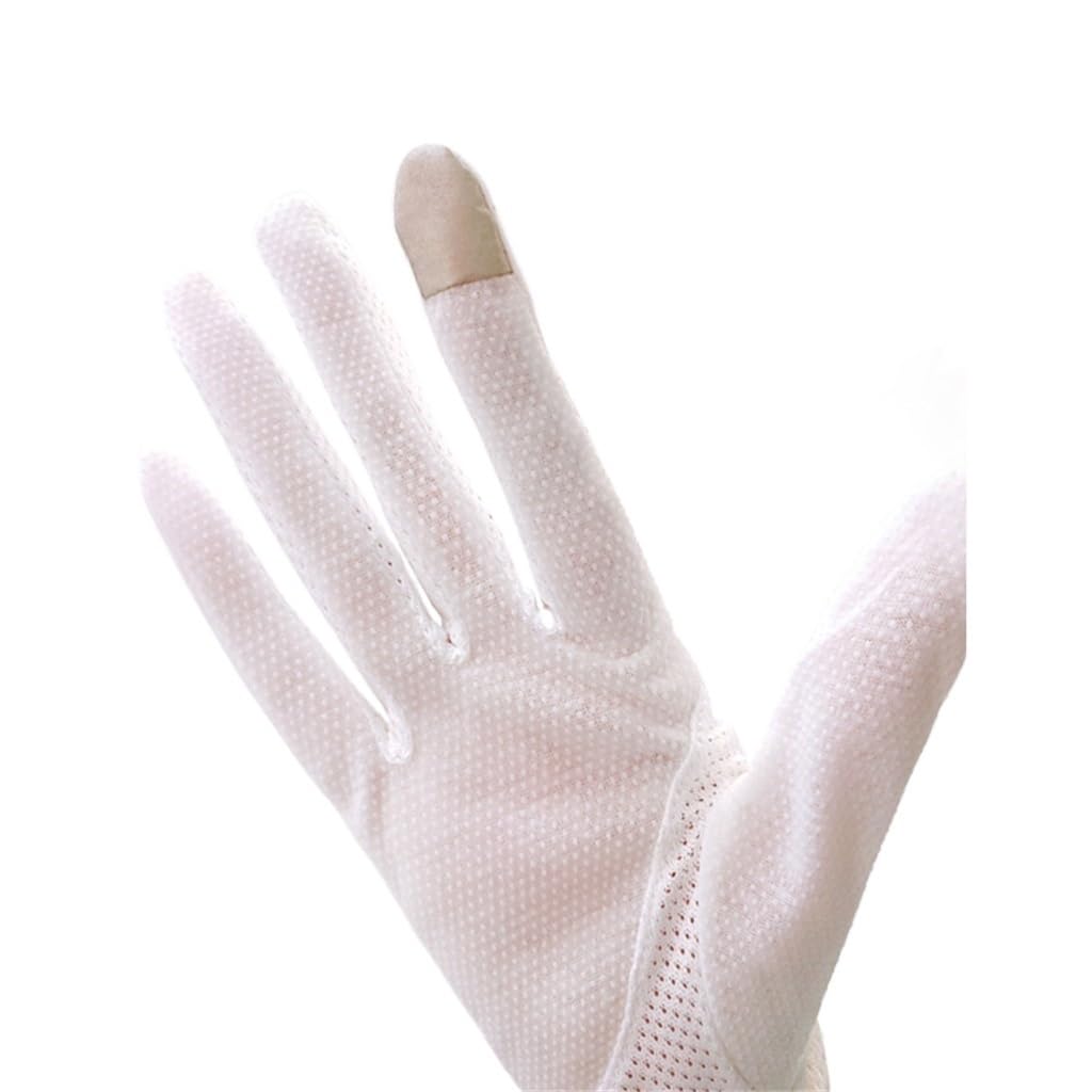 Women's Thin Long-sleeved Wrist Guard White Driving and Cycling Touch Screen Breathable Gloves