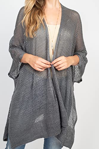 Image of RIAH FASHION Bohemian Sequin Glitter Shawl Wrap Poncho - Kimono Cardigan, Sparkly Metallic Mesh Scarf, Open Knit Crochet