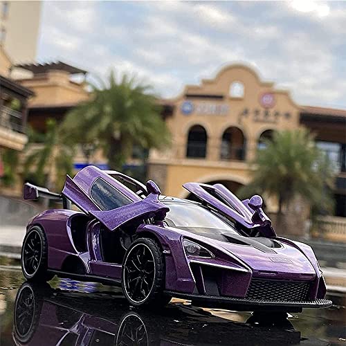 Diecast Toy Car Mclaren Senna Sports Car Model,Zinc Alloy Simulation Casting Pull Back Vehicles,1:32 Scale Mini Electronic Supercar Toys With Lights And Music For Toddlers Kids Children Gift (Purple) #TOP2