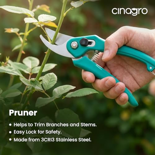 Image of Cinagro Hand Pruner Cutter - 1 Pc, Heavy Duty Gardening Tools Grass Cutter, Plant Cutter for Home Garden, Wood Branch Trimmer, Garden Tools Grass Cutting Accessories (Steel Blades, Assorted)