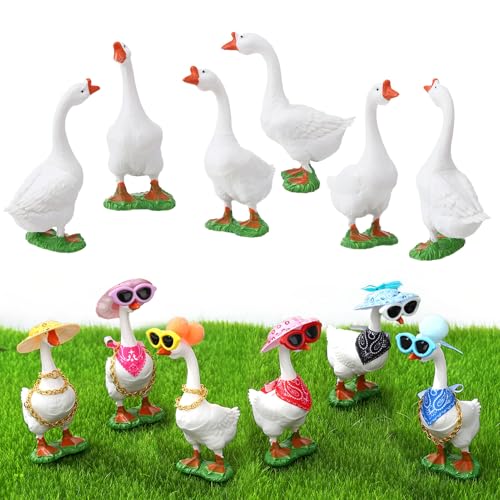 GGSTDDUP 6 Sets Mini Goose Figurines, Tiny Geese Statue with