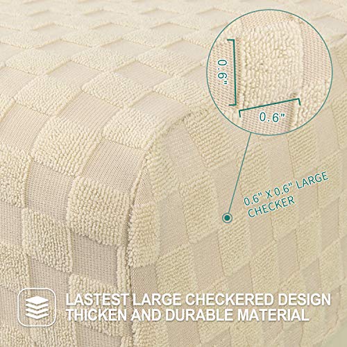 Image of YEMYHOM 8 Pieces Stretch Recliner Sofa Cover Jacquard Reclining Couch Cover with Side Pocket Anti-Slip Fitted 3 Cushion Furniture Slipcovers with Elastic Bottom (Sofa Recliner, Beige)