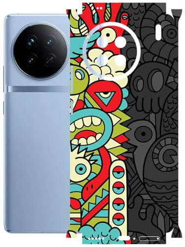 Image of AtOdds - Full Body Back Screen Guard Protector Film - Lamination Wrap Skin Sticker Compatible with VIVO X90 | Scratchproof Matte Finish (Graffiti50)