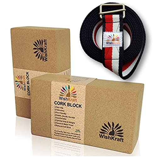 WishKraft Cork Yoga Blocks 9x5x3 inch [Set of 2 Bricks] with Yoga Strap Belt [8 feet] Made in India (B09PFZZKPJ) Amazon Price History, Amazon Price Tracker