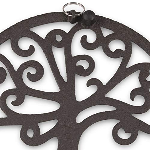 GASARE-Cast-Iron-Trivet-for-Hot-Dishes-Pots-and-Pans-Metal-Trivet-Tree-of-Life-Design-Rubber-Feet-Caps-Ring-Hanger-8-Inches-Brown-1-Unit GASARE Cast Iron Trivet for Hot Dishes Pots and Pans Metal Trivet Tree of Life Design Rubber Feet Caps Ring Hanger 8 Inches Brown 1 Unit