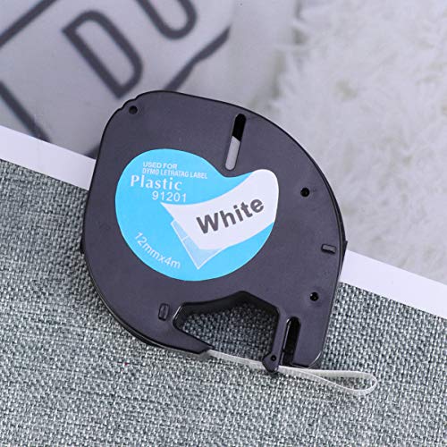 Fita de plástico para etiquetagem STOBOK compatível com DYMO Letratag 91201 Black on White Label Mak