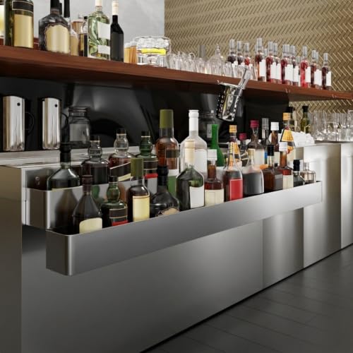 Image of AmGood 60 in. Double Tier Stainless Steel Speed Rail Rack - 18 Gauge NSF Liquor Bottle Organizer for Bars, Restaurants & Home Bars