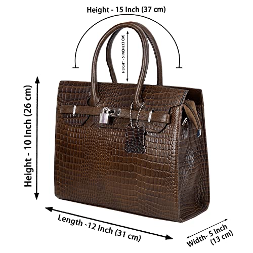 Image of RICHSIGN LEATHER ACCESSORIES Top-Handle Leather Women Handbag Shoulder Sling Ladies Purse Satchle Bags For Women Office Travel Daily Use