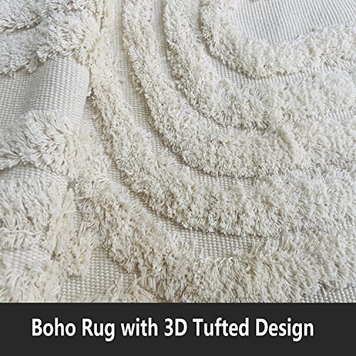 Boho Runner Rug 2'X4.3' Cotton Hand Woven Area Rug With Tassels Machine Washable Rainbow Rug Farmhouse Kitchen Rugs Hallway Runner Rug Carpet For Laundry Bedroom Living Room Kitchen #TOP2