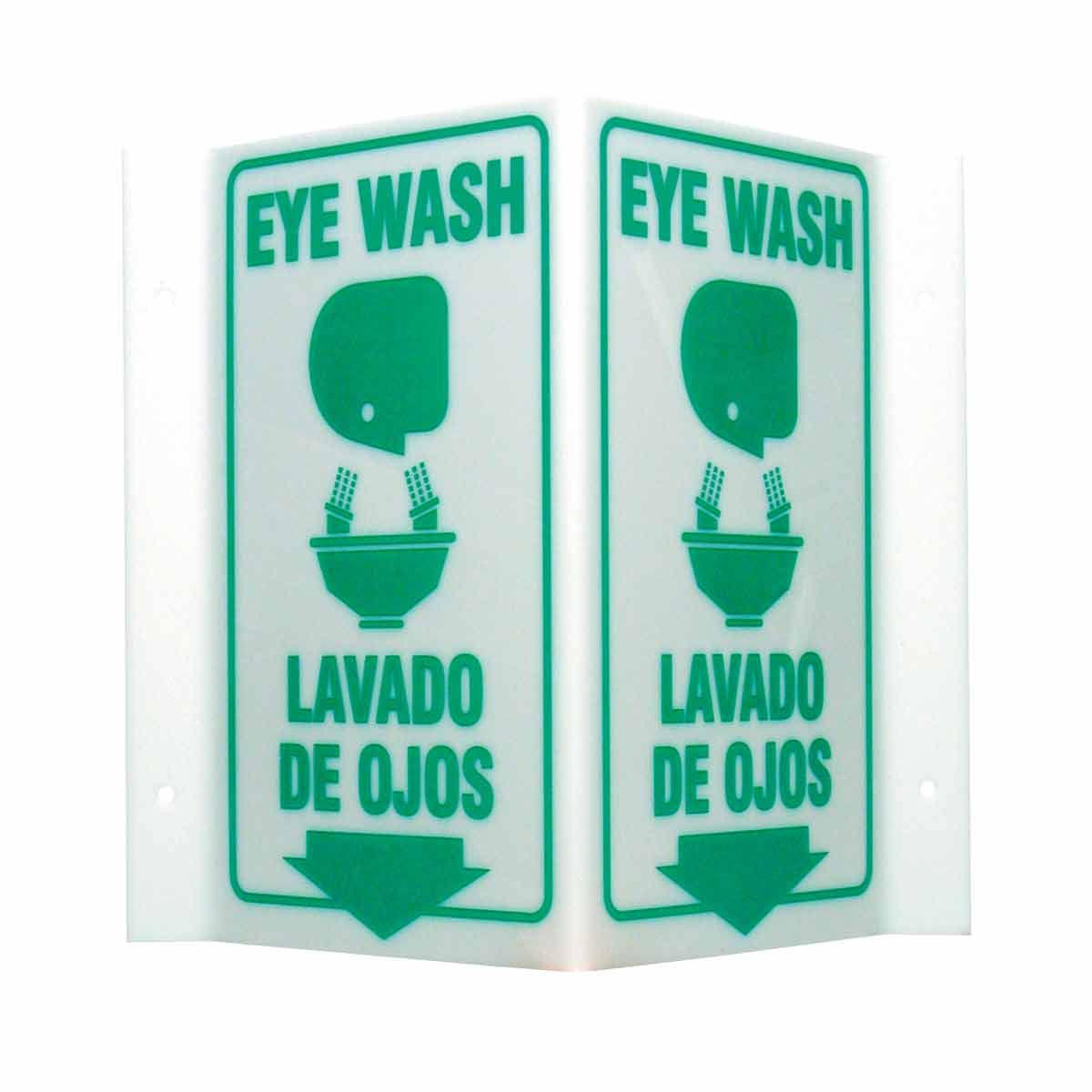 "V" Shape Eye Wash Lavado De Ojos Sign Night Glow Radium Illuminate PVC Waterproof Sticker Fixed on Sunboard