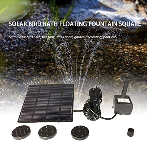 Fashion Square Shape Solar Panel Water Pump Kit Fountain Pool Garden Pond Submersible Watering Bird Bath Tank Set - Black