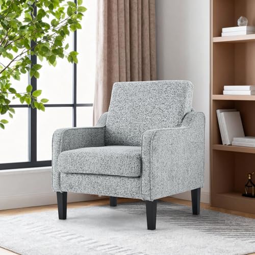Image of VINGLI Grey Accent Chair, Chenille Upholstered Armchair for Living Room