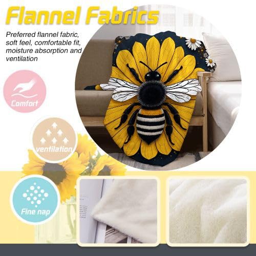 Manta Polar 220 x 240 Abeja Amarilla, Mantas de Franela Mantilla para Cama 135/150, Microfibra Manta de Viaje Multiuso para Oficina Niños y Adultos, 220x240 cm A237