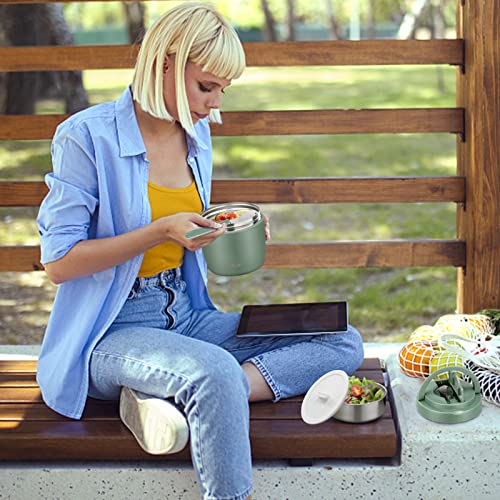 Image of Itslife 32oz Insulated Soup Thermo, Vacuum Stainless Steel Food Jar for Hot & Cold Food, Leakproof Wide Mouth Lunch Container with Spoon, Green