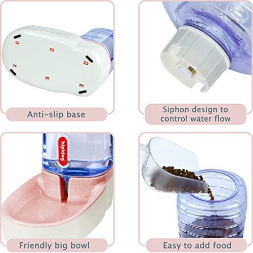 Uniquefit Pets Cats Dogs Automatic Waterer And Food Feeder 3.8 L With 1 Water Dispenser And 1 Pet Automatic Feeder (Light Pink) #TOP2