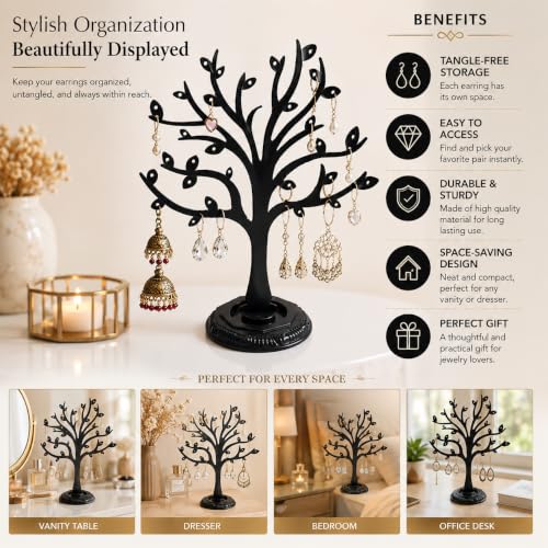 Image of morel JEWEL TREE PLASTIC EARRING ORGANIZERS WITH 29 HOLES FOR STUDS, HANGING EARRINGS, SHOWROOM, EXHIBITION, ROOM DECORATION DISPLAY STAND |PACK OF 2|