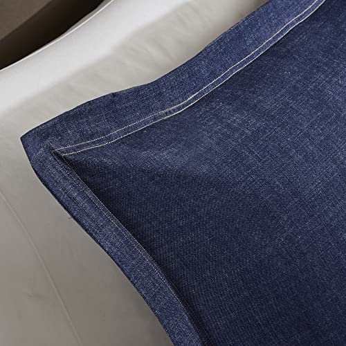 Woolrich Rustic Lodge Cabin Comforter Set - All Season Down Alternative Warm Bedding Layer and Matching Shams, Oversized Queen, Perry, Denim Blue