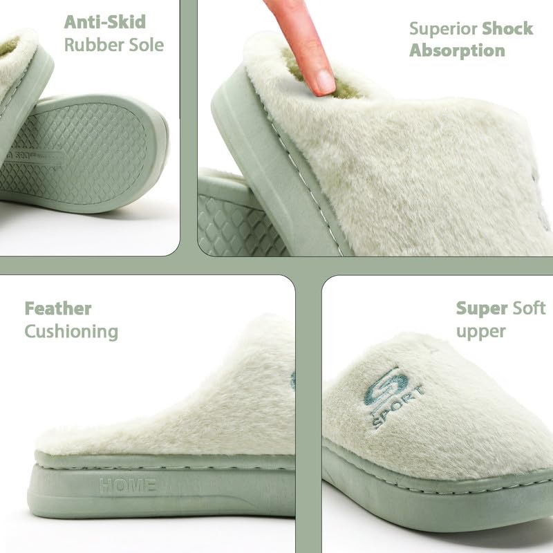 Image of Unisex Winter Flip Flop Slipper for Men and Women Soft Faux Fur Slip On Indoor Home Slides Slipper for Bedroom Sandals