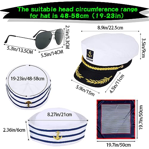 NETUME Sailor Captain's Hat Sunglasses and Scarf, 4 Pcs Captain Cap Costume Accessories for Adults - Image 2